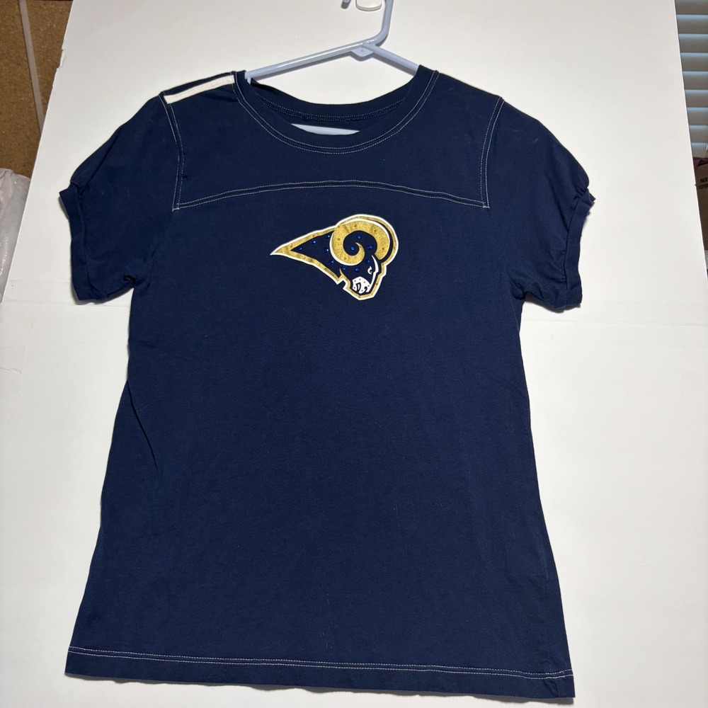 NFL Team Apparel‎ St. Louis Rams Womens T-Shirt Navy Blue Cotton Logo Large